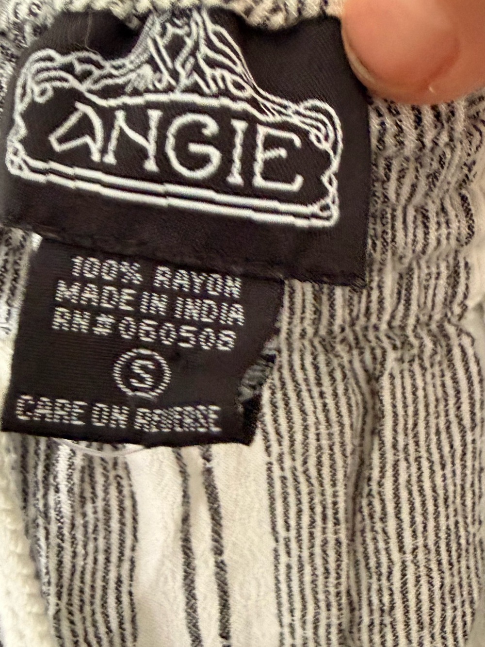Angie Black and White Striped Wide Flowy Pants - Picture 4 of 6